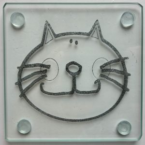Cartoon cat glass coaster