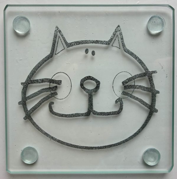 Cartoon cat glass coaster