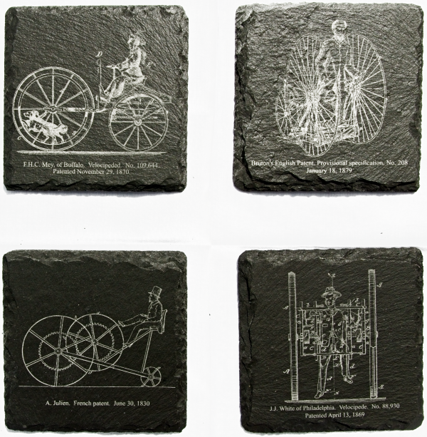 Victorian bikes slate coasters